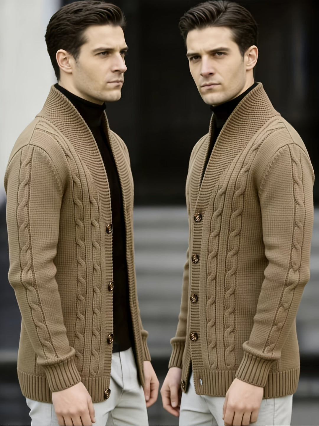 Jenson | Men's Cable Knit Button-Up Cardigan