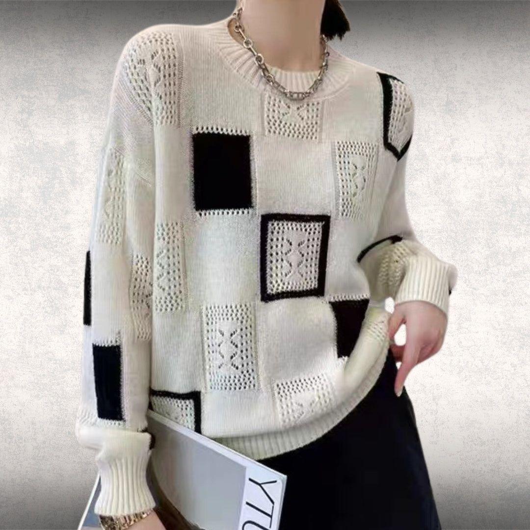 Simone | Women's Cable Knit Patchwork Jumper