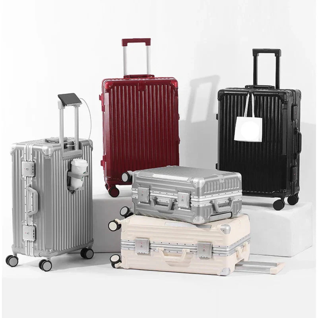Hard Shell Suitcase with Aluminium Frame – Lightweight Spinner Luggage with TSA Combination Lock