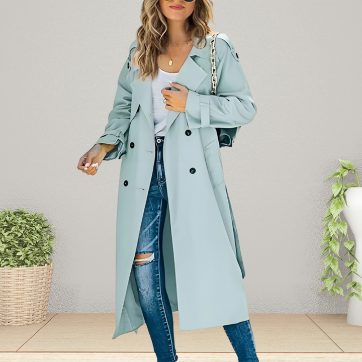 Bianca | Women's Long Double-Breasted Trench Coat