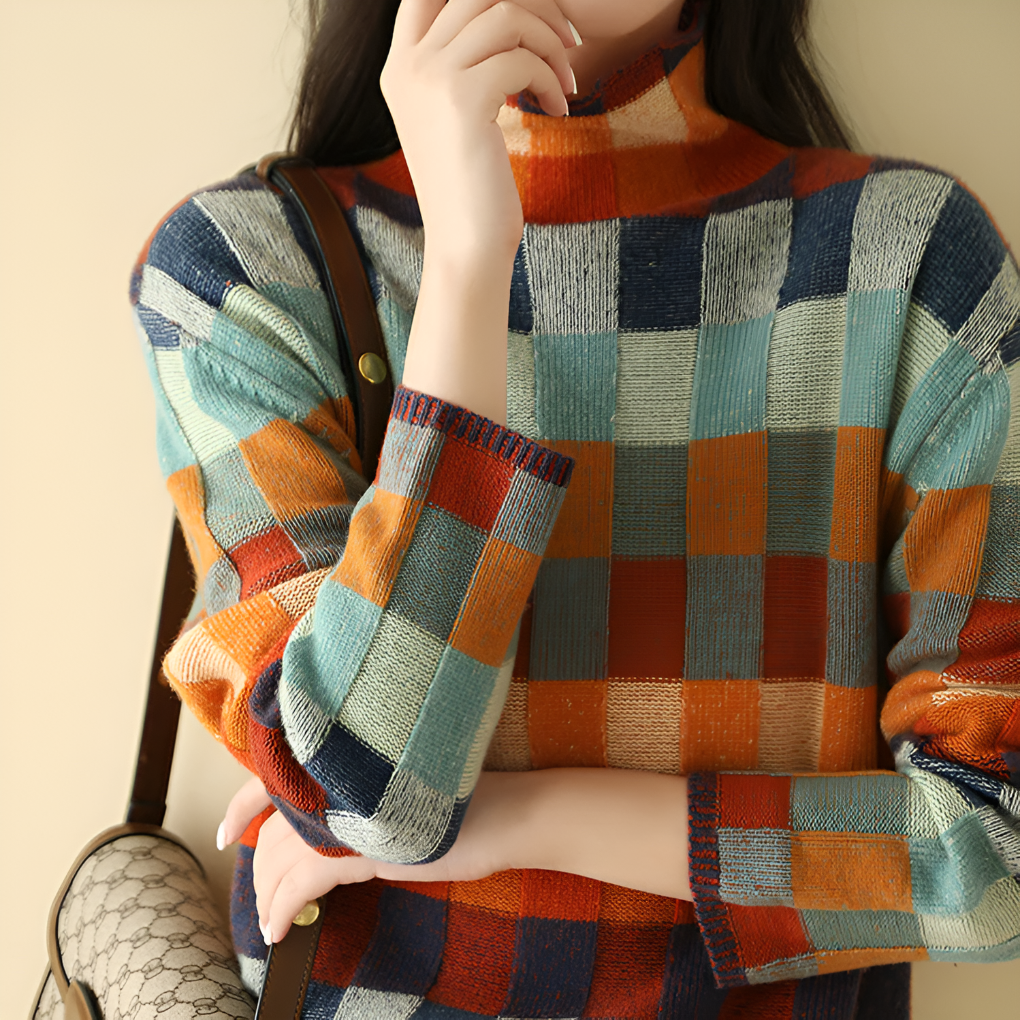Aurelia | Women's Oversized Colour Block High Neck Jumper