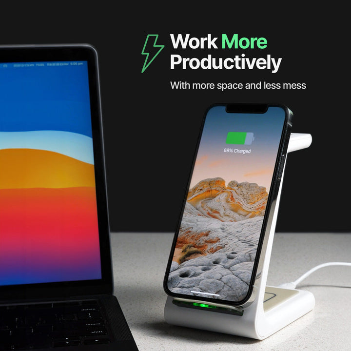 3-in-1 Wireless Charging Station – 15W Fast Charging Dock for Smartphone, Smartwatch and Earbuds