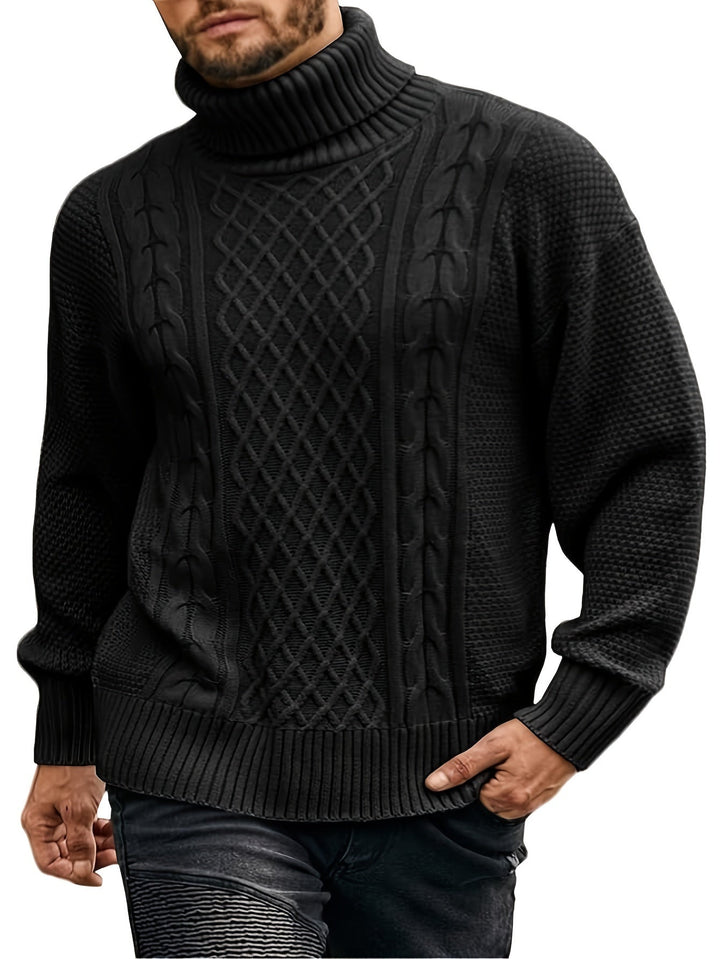 Eamon | Men's Cable Knit Roll Neck Jumper