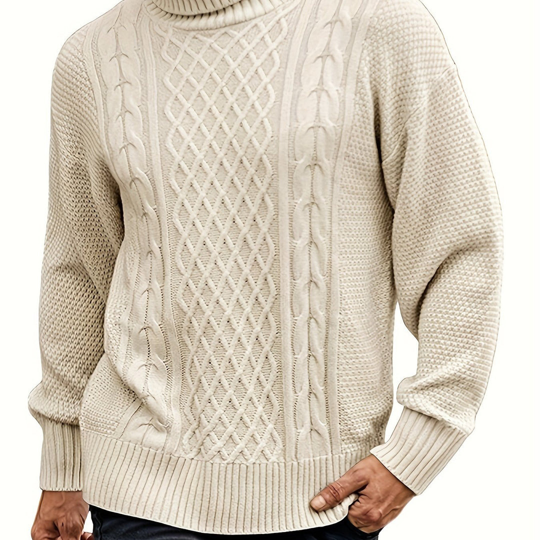 Eamon | Men's Cable Knit Roll Neck Jumper