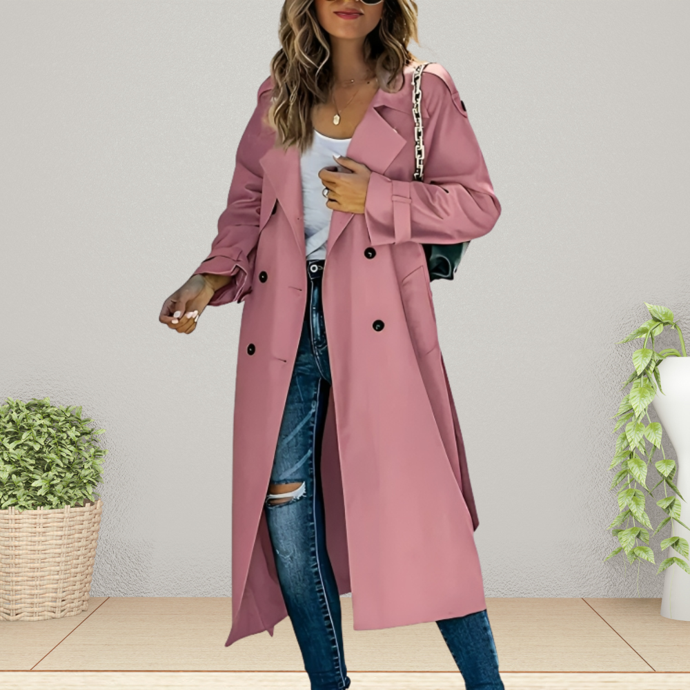 Bianca | Women's Long Double-Breasted Trench Coat