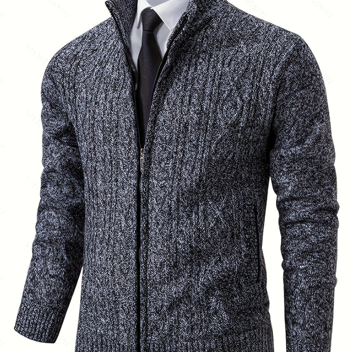 Nolan | Men's Textured Zip-Up Knit Cardigan