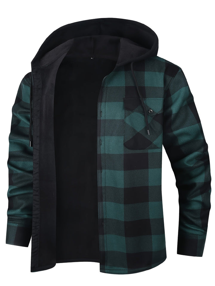 Emmett | Men's Lined Plaid Hooded Shirt Jacket
