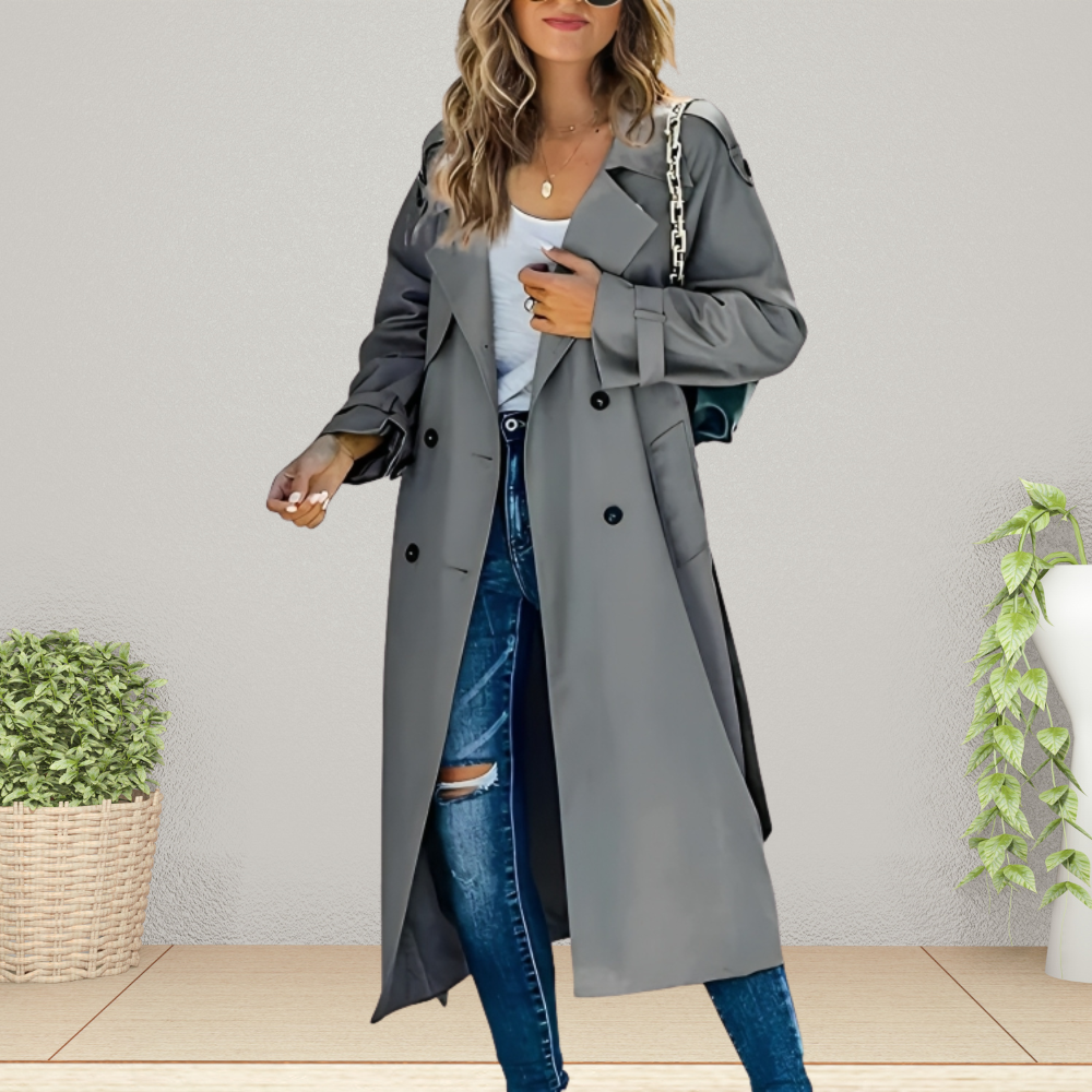 Bianca | Women's Long Double-Breasted Trench Coat