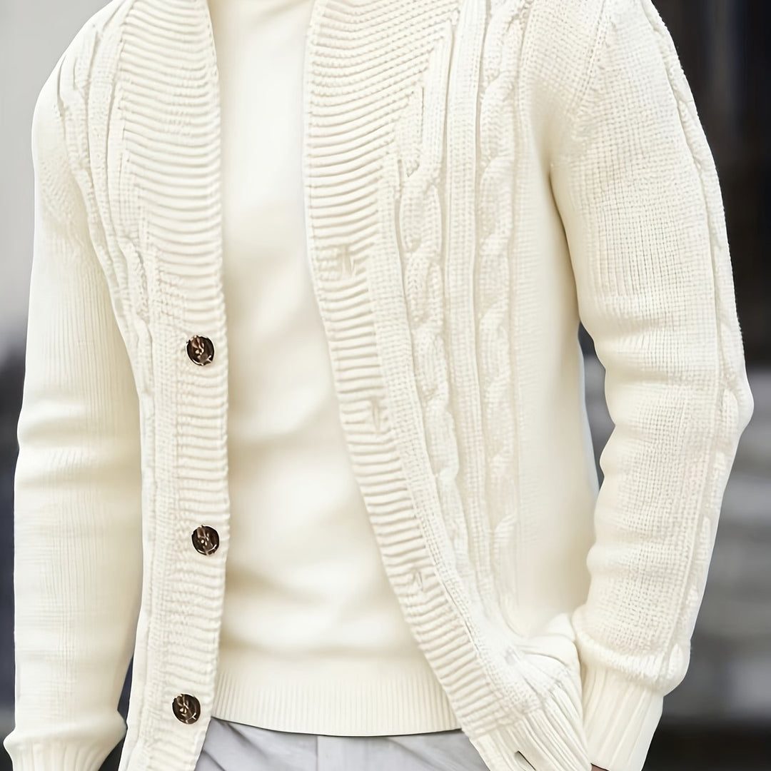 Jenson | Men's Cable Knit Button-Up Cardigan