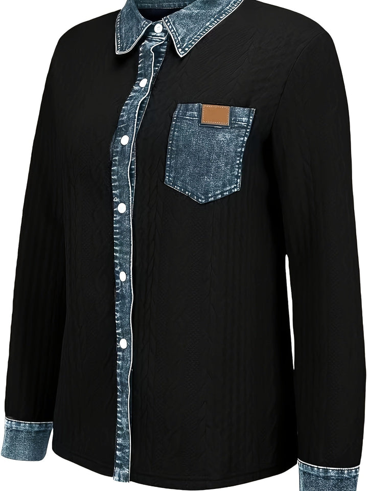 Saffron | Women's Contrast Trim Cable Knit Cardigan