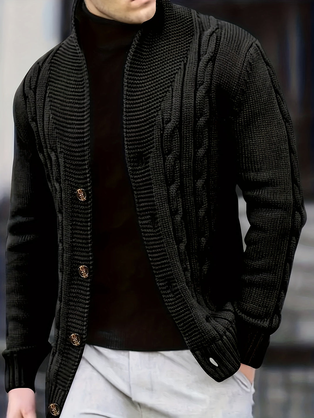 Jenson | Men's Cable Knit Button-Up Cardigan