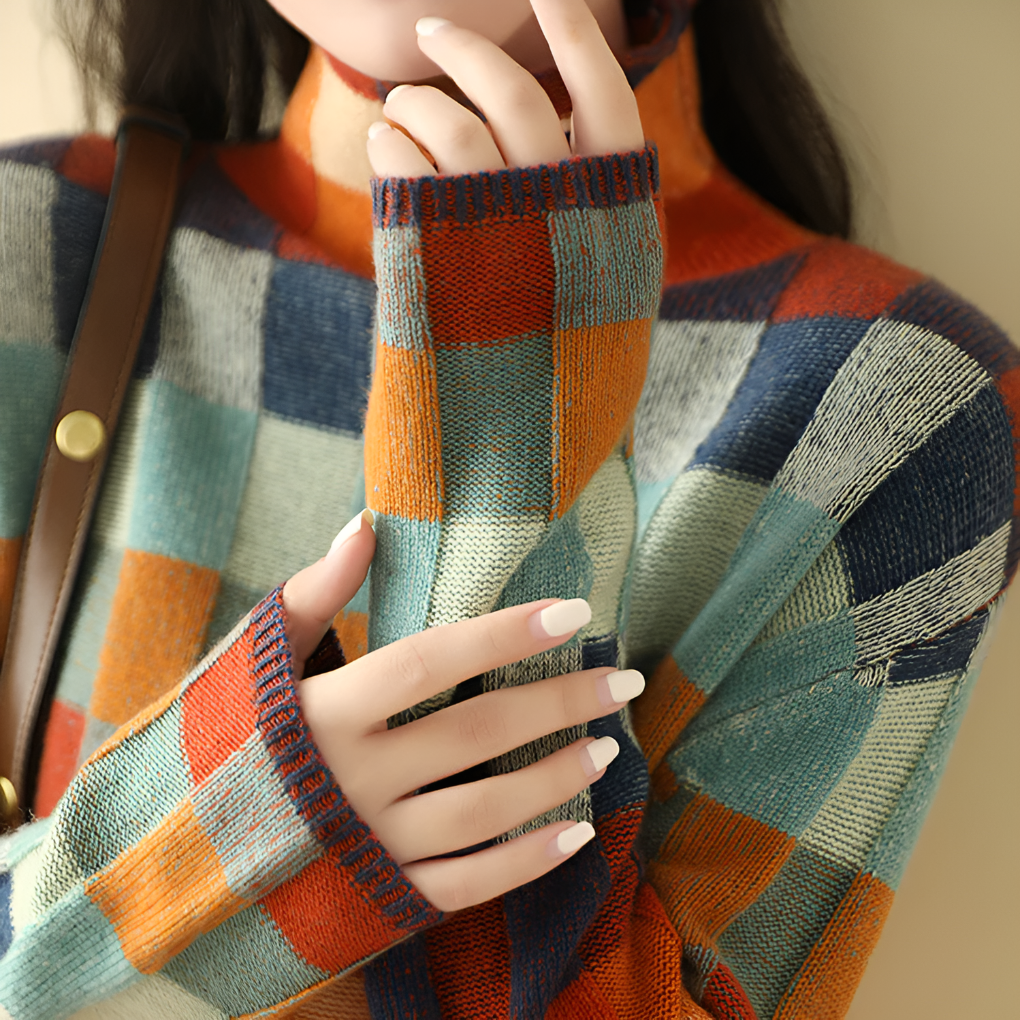 Aurelia | Women's Oversized Colour Block High Neck Jumper