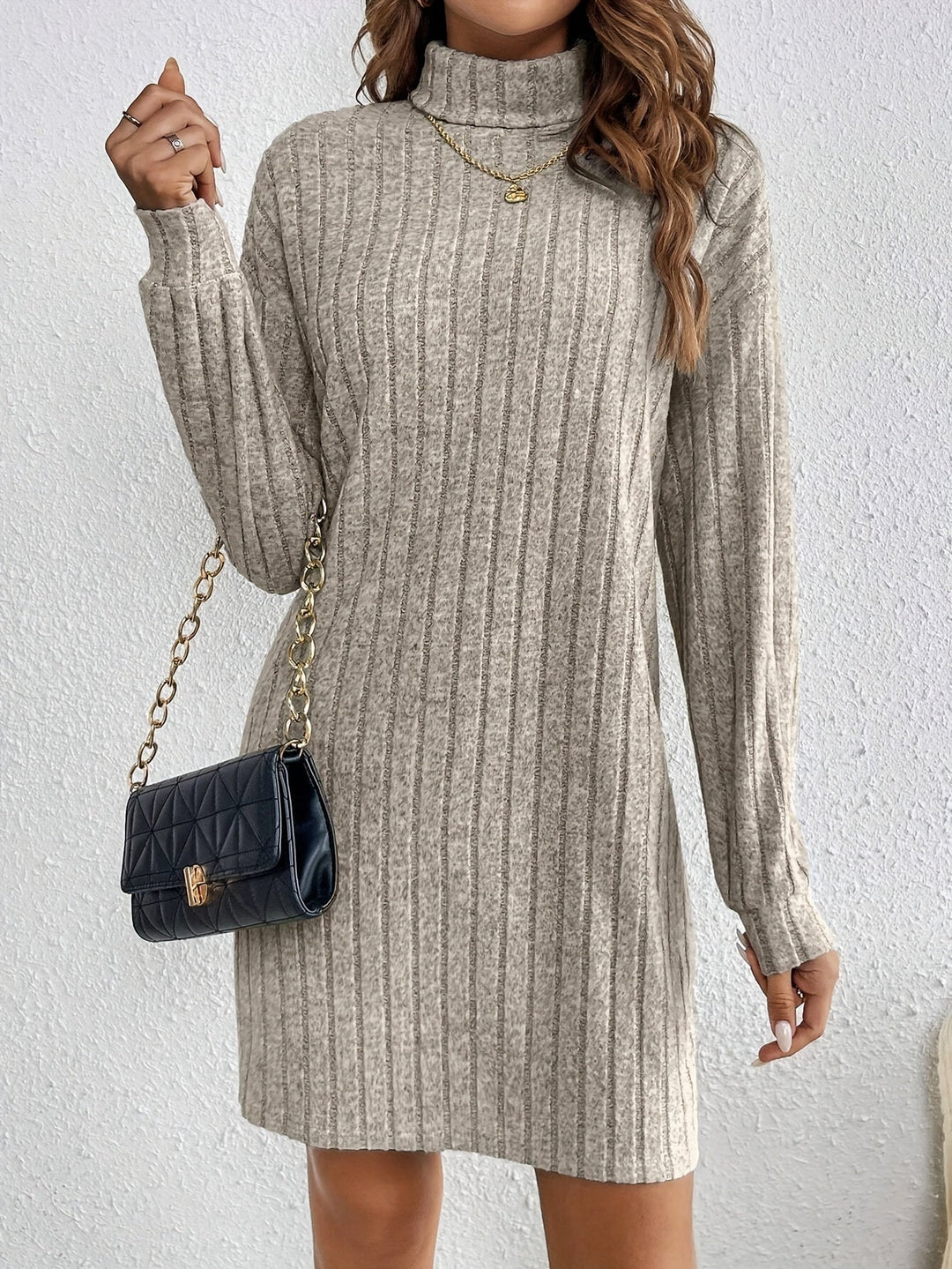 Dolores | Women's Ribbed Roll Neck Jumper Dress