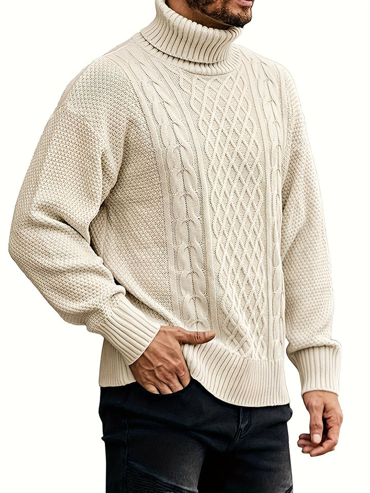 Eamon | Men's Cable Knit Roll Neck Jumper