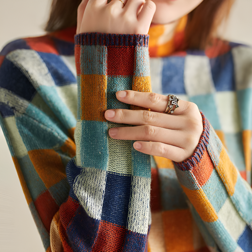 Aurelia | Women's Oversized Colour Block High Neck Jumper