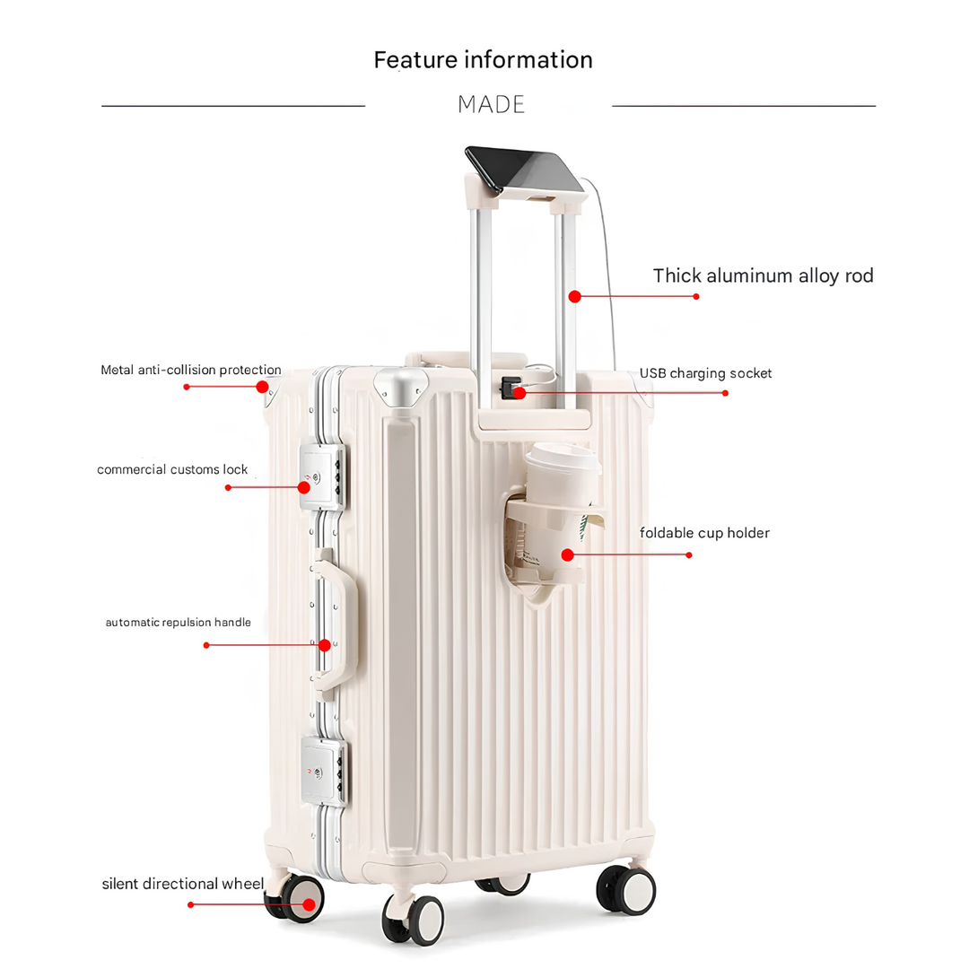 Hard Shell Suitcase with Aluminium Frame – Lightweight Spinner Luggage with TSA Combination Lock