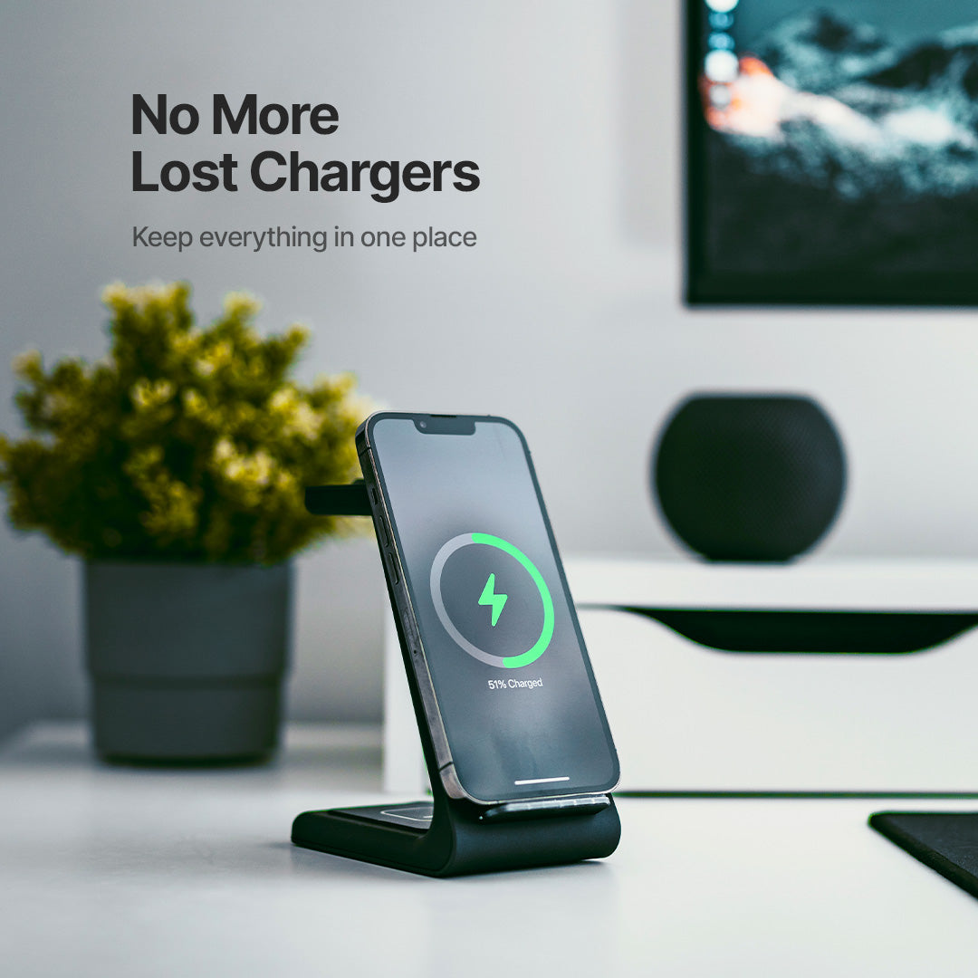3-in-1 Wireless Charging Station – 15W Fast Charging Dock for Smartphone, Smartwatch and Earbuds