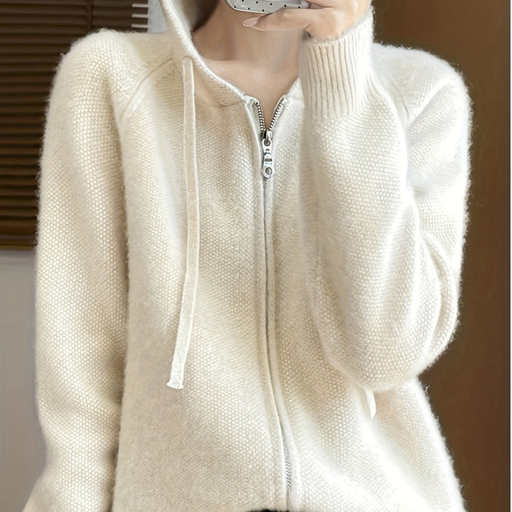 Gwen | Women's Hooded Zip-Up Knit Cardigan