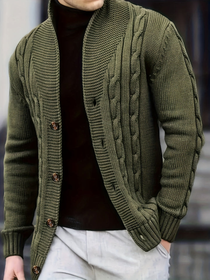 Jenson | Men's Cable Knit Button-Up Cardigan