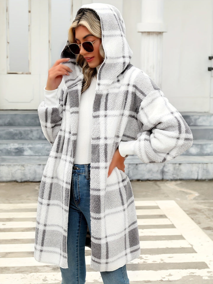 Jodie | Women's Hooded Plaid Longline Cardigan