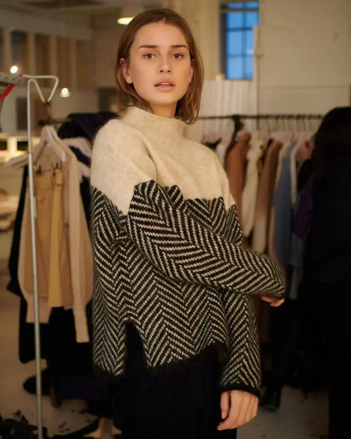 Juliana | Women's Chevron Roll Neck Knit Jumper