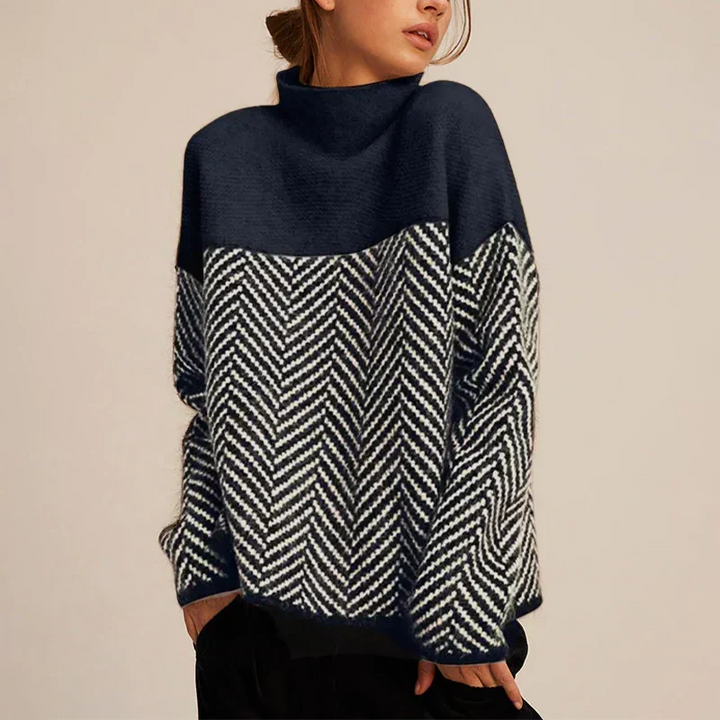 Juliana | Women's Chevron Roll Neck Knit Jumper