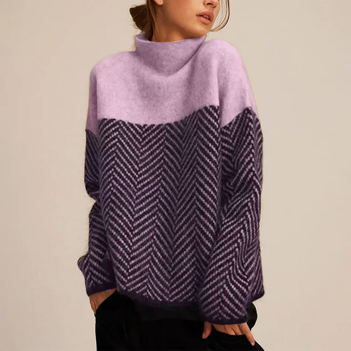 Juliana | Women's Chevron Roll Neck Knit Jumper