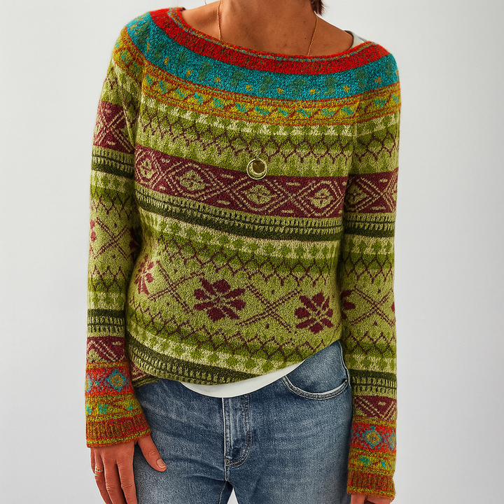 Roisin | Women's Fluffy Tree Motif Knit Jumper