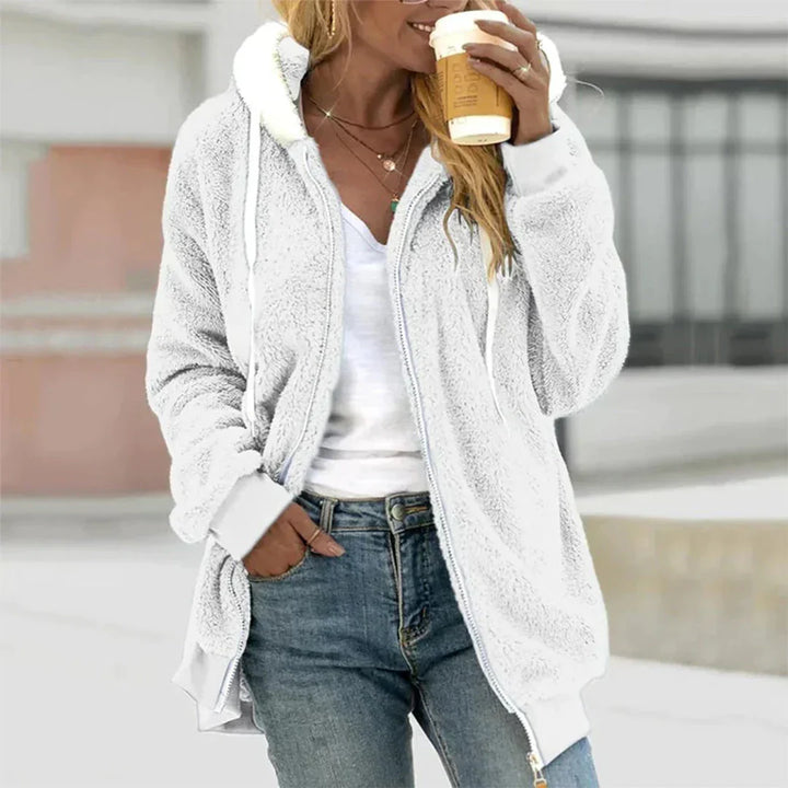 Eugenie | Women's Long Hooded Teddy Jacket