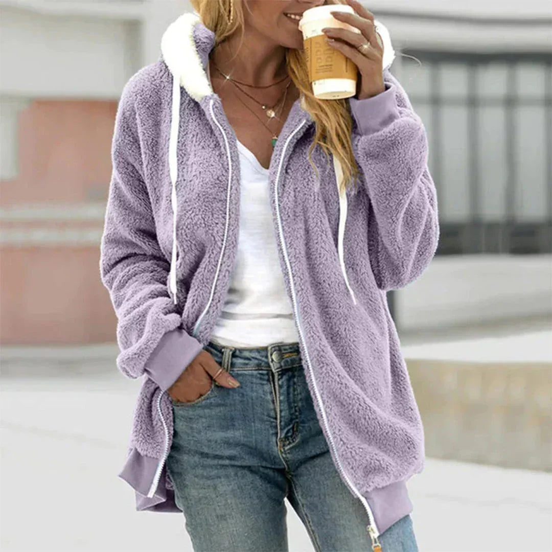 Eugenie | Women's Long Hooded Teddy Jacket