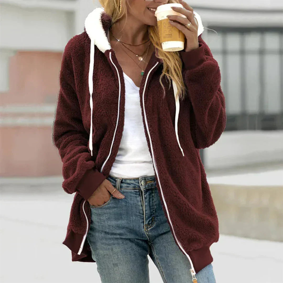Eugenie | Women's Long Hooded Teddy Jacket