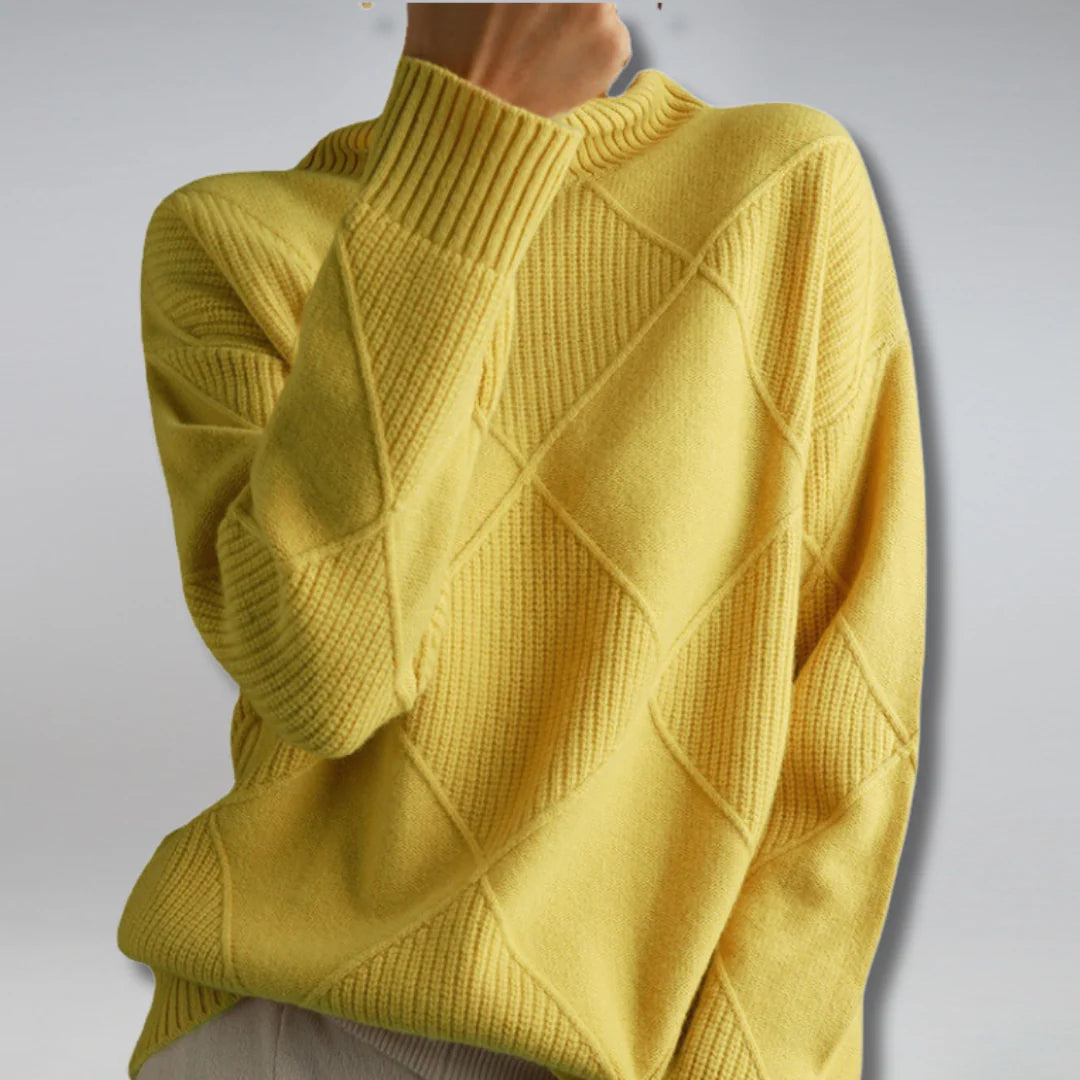 Cecily | Women's Argyle Roll Neck Jumper