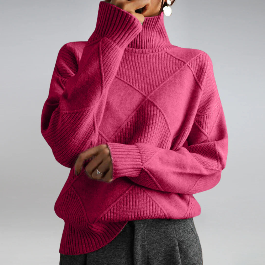 Cecily | Women's Argyle Roll Neck Jumper