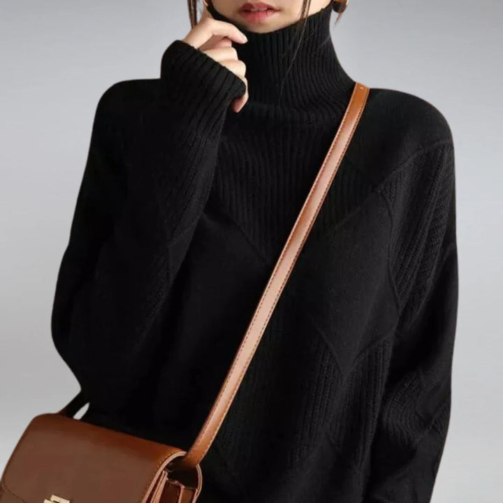Cecily | Women's Argyle Roll Neck Jumper
