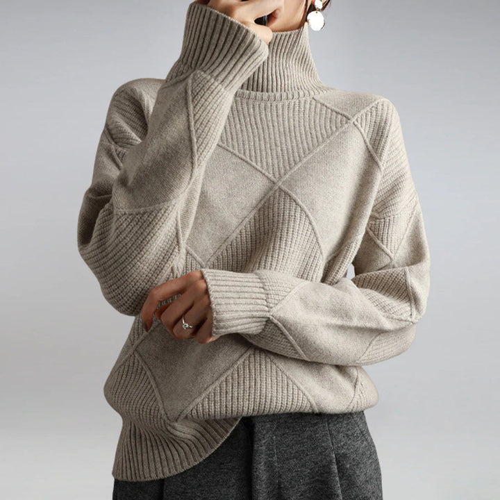 Cecily | Women's Argyle Roll Neck Jumper