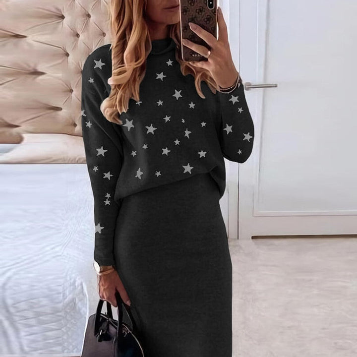 Bethan | Women's Star Print Jumper and Midi Skirt Set