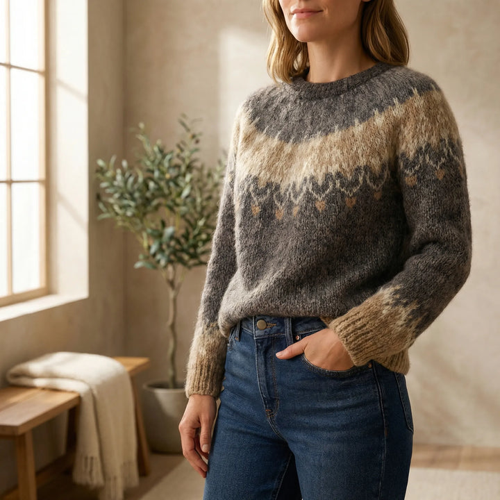 Keziah | Women's Jacquard Crew Neck Knit Jumper