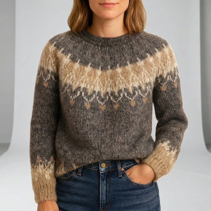 Keziah | Women's Jacquard Crew Neck Knit Jumper