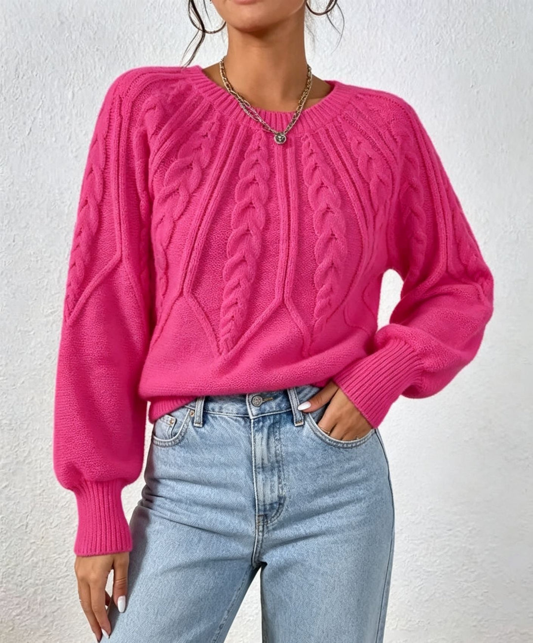 Briony | Women's Cropped Cable Knit Jumper