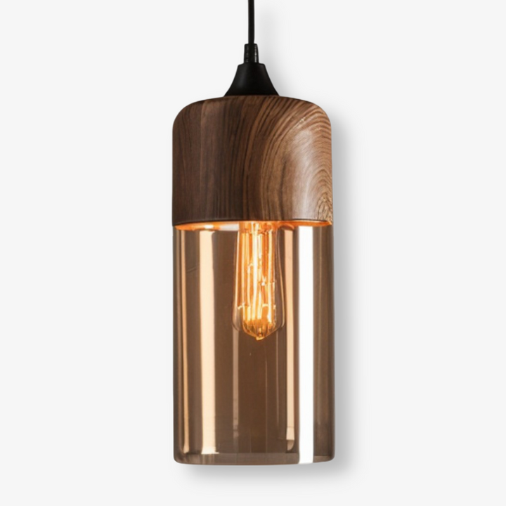 Nordic Glass Pendant Light – Modern Retro Ceiling Lamp with Tinted Glass Shade and Adjustable Hanging Cable