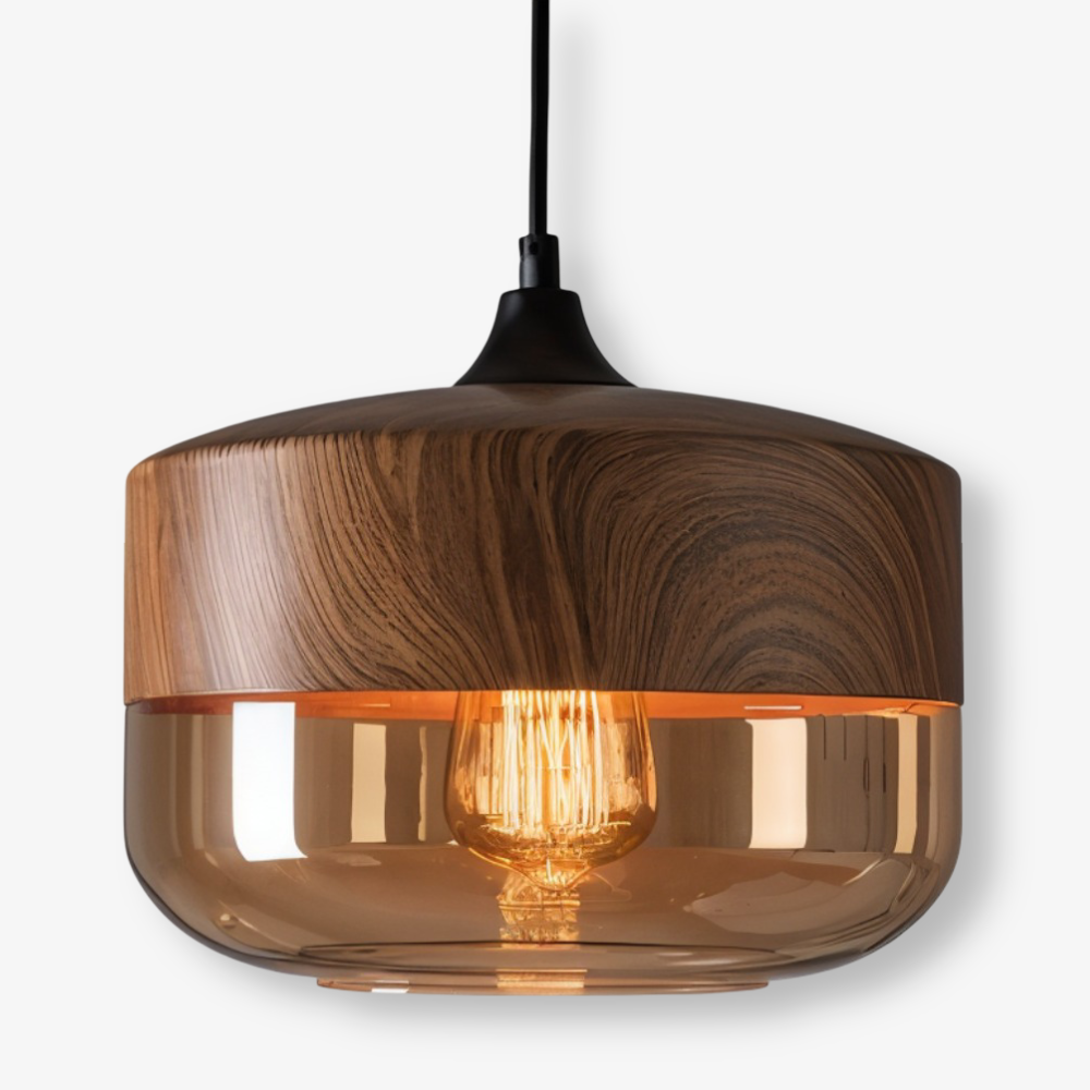 Nordic Glass Pendant Light – Modern Retro Ceiling Lamp with Tinted Glass Shade and Adjustable Hanging Cable