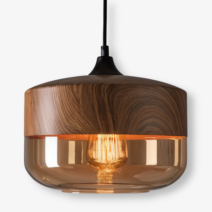 Nordic Glass Pendant Light – Modern Retro Ceiling Lamp with Tinted Glass Shade and Adjustable Hanging Cable