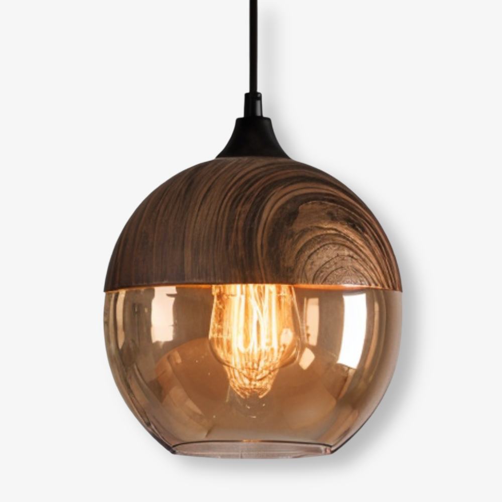Nordic Glass Pendant Light – Modern Retro Ceiling Lamp with Tinted Glass Shade and Adjustable Hanging Cable