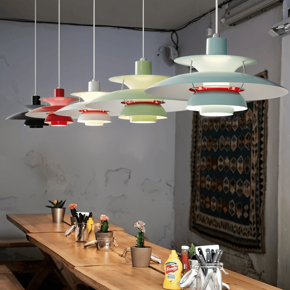 Scandinavian Pendant Ceiling Light – Modern Layered Metal Hanging Lamp for Kitchen and Living Room