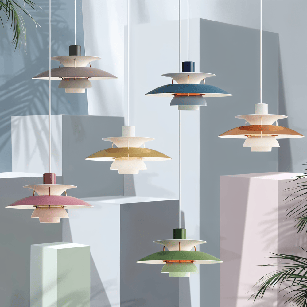 Scandinavian Pendant Ceiling Light – Modern Layered Metal Hanging Lamp for Kitchen and Living Room