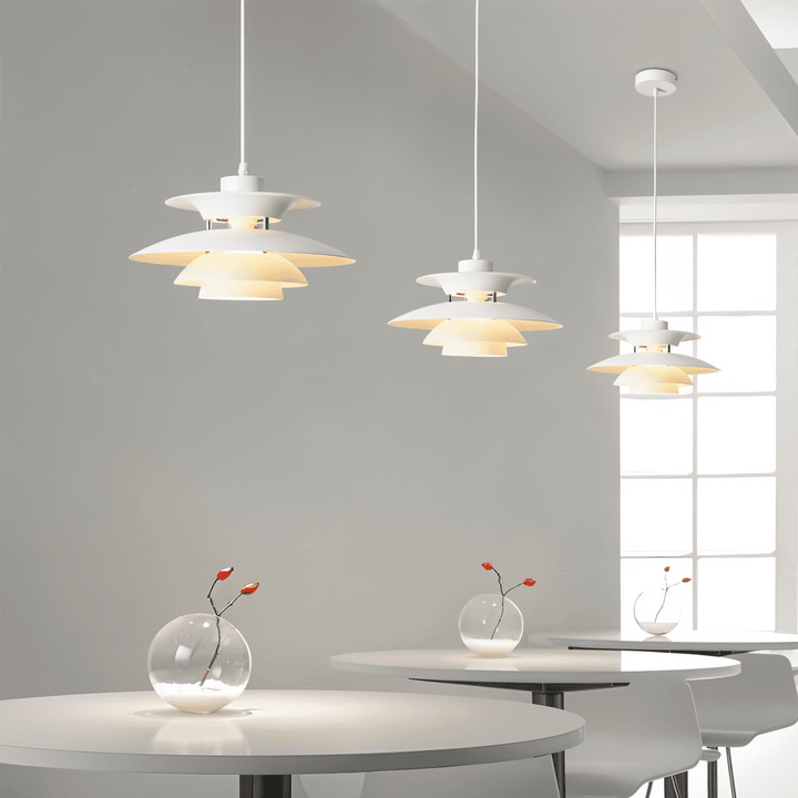 Scandinavian Pendant Ceiling Light – Modern Layered Metal Hanging Lamp for Kitchen and Living Room