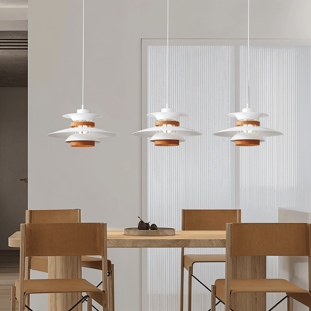 Scandinavian Pendant Ceiling Light – Modern Layered Metal Hanging Lamp for Kitchen and Living Room
