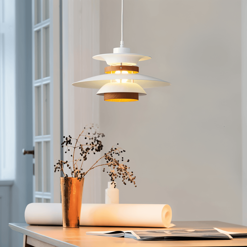 Scandinavian Pendant Ceiling Light – Modern Layered Metal Hanging Lamp for Kitchen and Living Room