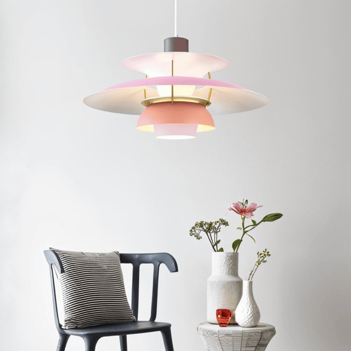Scandinavian Pendant Ceiling Light – Modern Layered Metal Hanging Lamp for Kitchen and Living Room