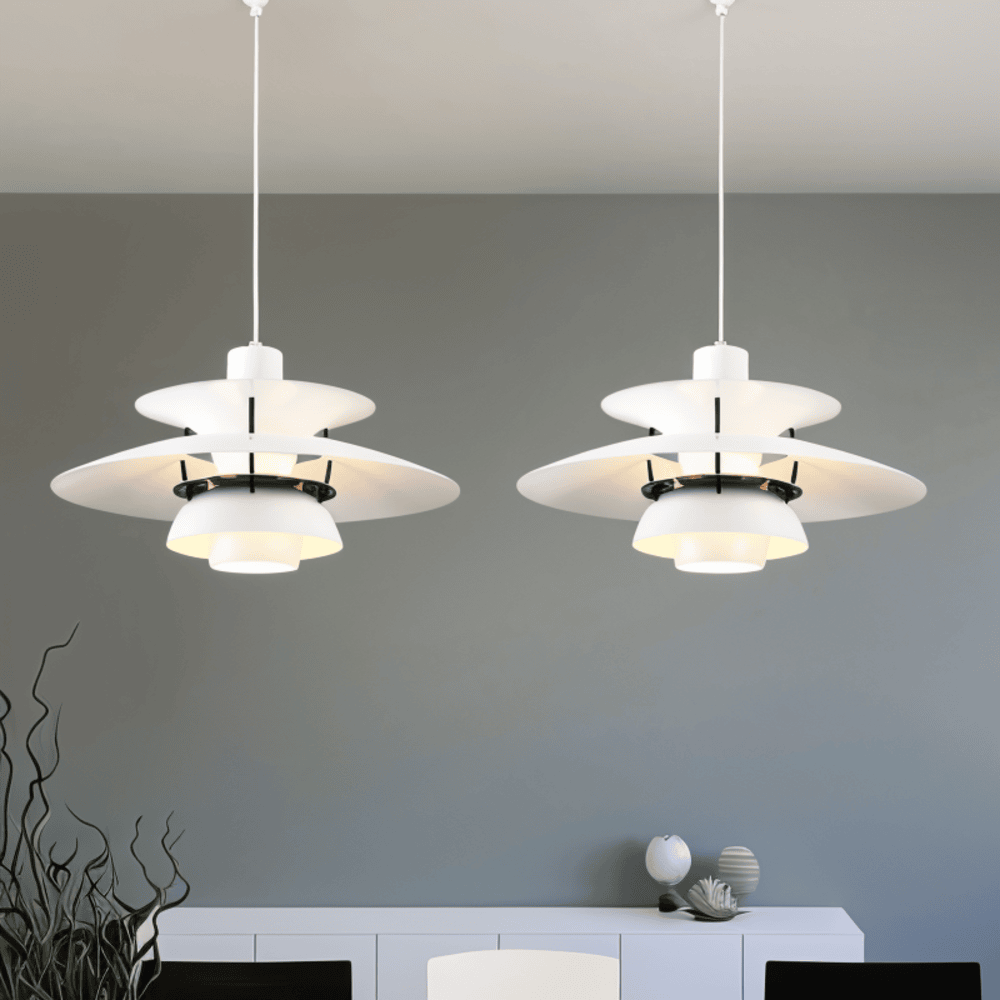 Scandinavian Pendant Ceiling Light – Modern Layered Metal Hanging Lamp for Kitchen and Living Room
